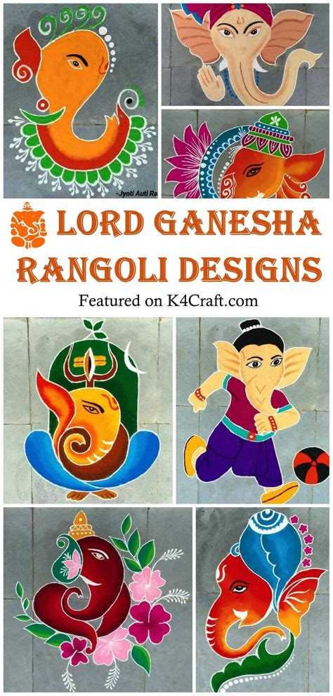 Lord Ganesha rangoli designs-K4 Craft-Pin • K4 Craft