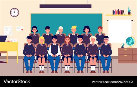 Class group portrait classmates student Royalty Free Vector