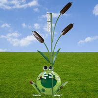 Metal Frog & Cattails Rain Gauge | Momma's Home Store