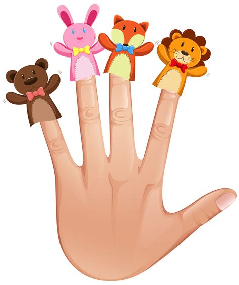 Animal finger puppets on human hand 447033 Vector Art at Vecteezy