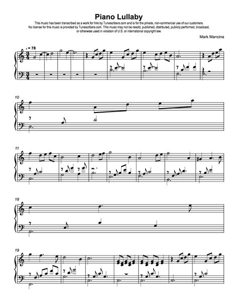 Tunescribers | Piano Lullaby | Sheet Music