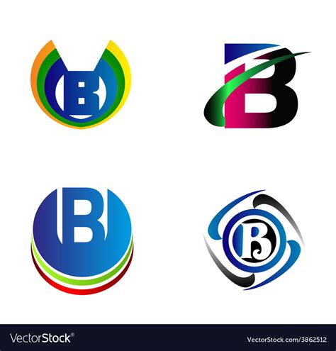 Letter b alphabet logo b icon set Royalty Free Vector Image