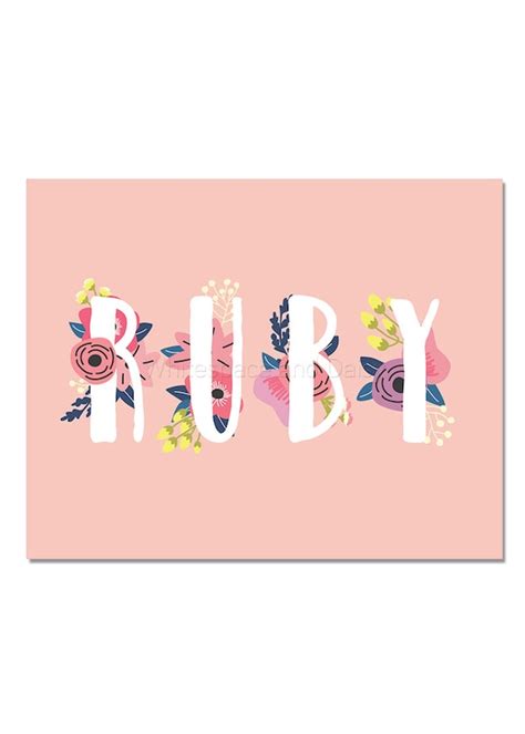 Ruby Baby Name Wall Art Ruby Baby Name Sign Ruby Party