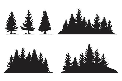 Set of vintage christmas tree and forest silhouette 4856422 Vector Art ...