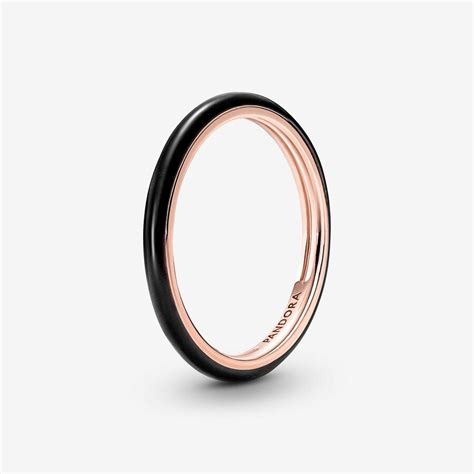 Pandora ME Black Enamel Ring | Rose gold plated | Pandora UK