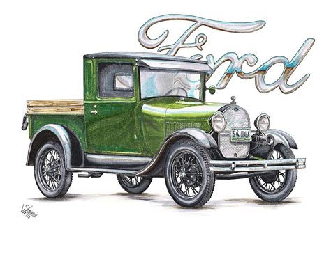 1929 Model A Ford Truck Drawing by Shannon Watts