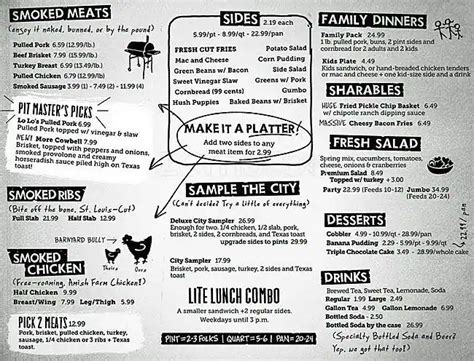 City Barbeque Menu, Menu for City Barbeque, Garner, Research Triangle ...