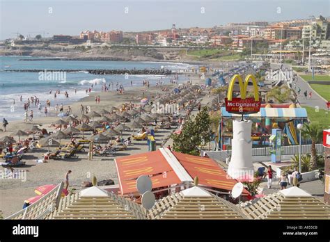 Playa Fanabe, Costa Adeje, Tenerife, Canary Islands, Spain Stock Photo ...