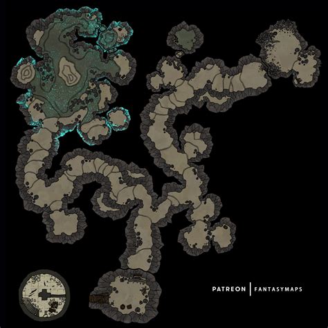 Cave Under the Tower [OC][Battlemap][Cave][51x51] : r/FantasyMaps