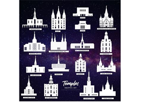 LDS Temple Vector Set Popular Temples Temple Graphics | Etsy