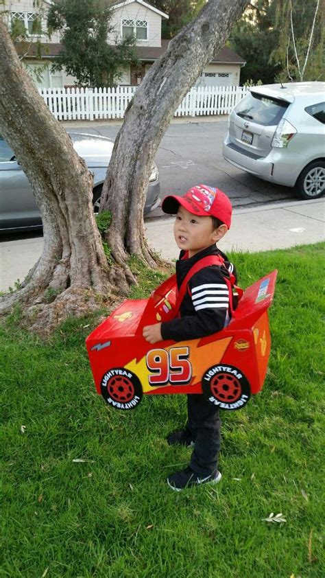 Homemade Lightning McQueen Halloween costume. Made from recycled amazon ...