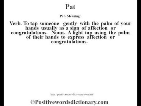 Pat definition | Pat meaning - YouTube