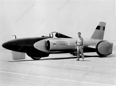 Craig Breedlove with Land Speed Record car, c1963 - Stock Image - C045 ...