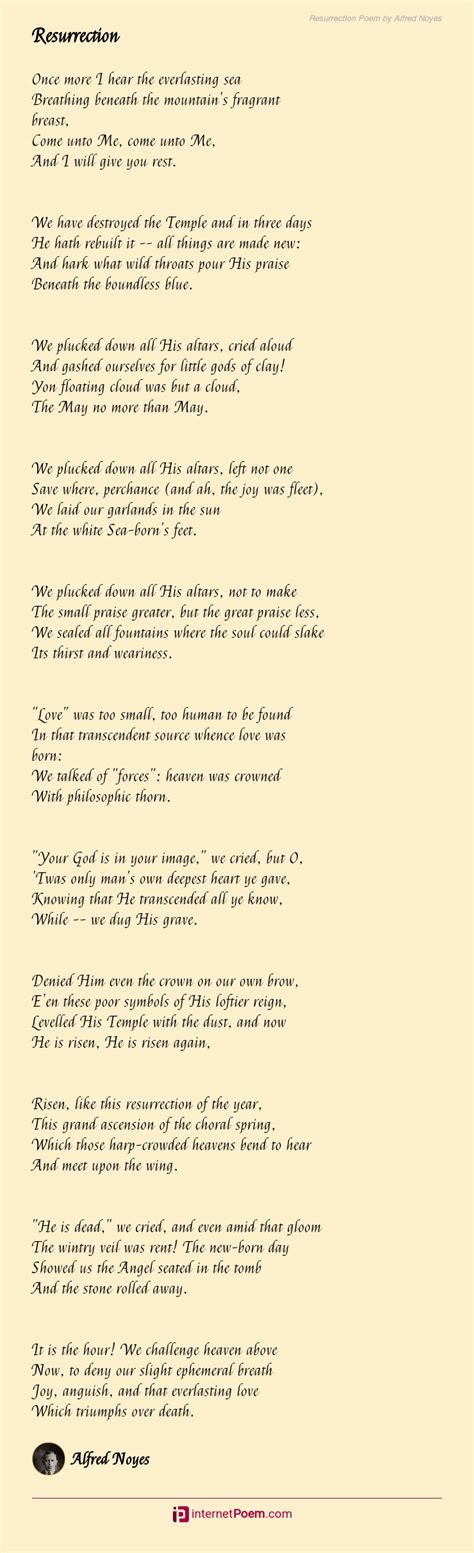 Resurrection Poem by Alfred Noyes