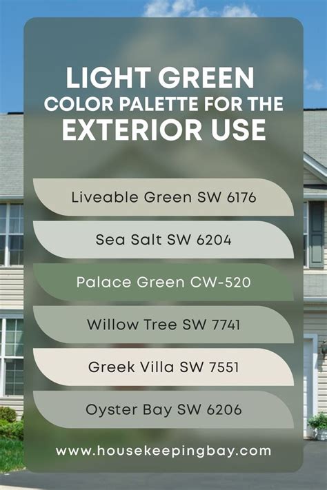 Lighter Green Color Palette for the Exterior Use | Green exterior house ...