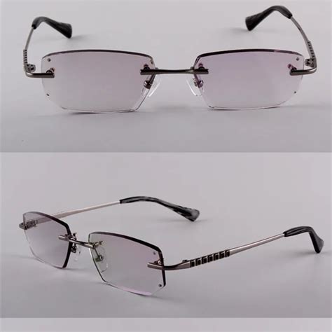 Finished Prescription Glasses Men Titanium Rimless Eyeglasses Frame ...