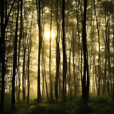 Premium AI Image | sunrise in the forest sunrise in forest with tree ...