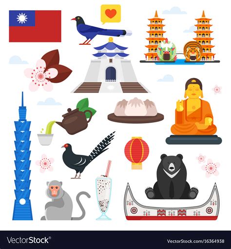 Taiwan cultural symbols Royalty Free Vector Image