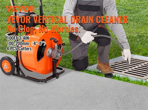 VEVOR Drain Cleaning Machine 100FT x 3/4 Inch, Sewer Snake Machine Auto ...