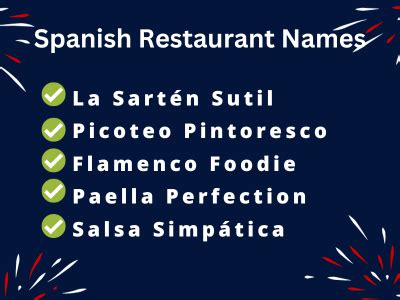 700 Cool Spanish Restaurant Names