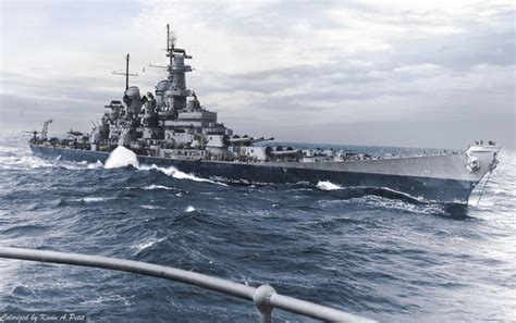 USS Wisconsin BB-64, photo colorized by me. : r/WorldOfWarships