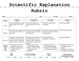 Claim Evidence Reasoning Rubric - Science - Miami