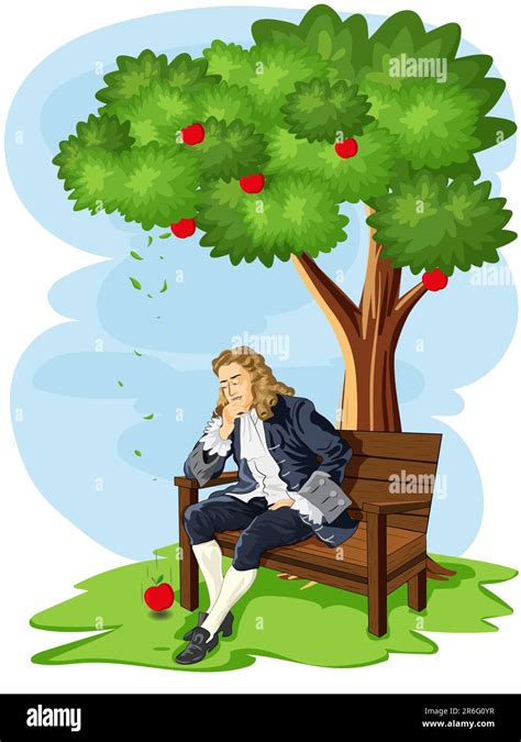 A illustration of Sir Isaac Newton discovering the theory of ...