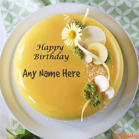 Beautiful Yellow Fruit Birthday Wishes Cake With Name