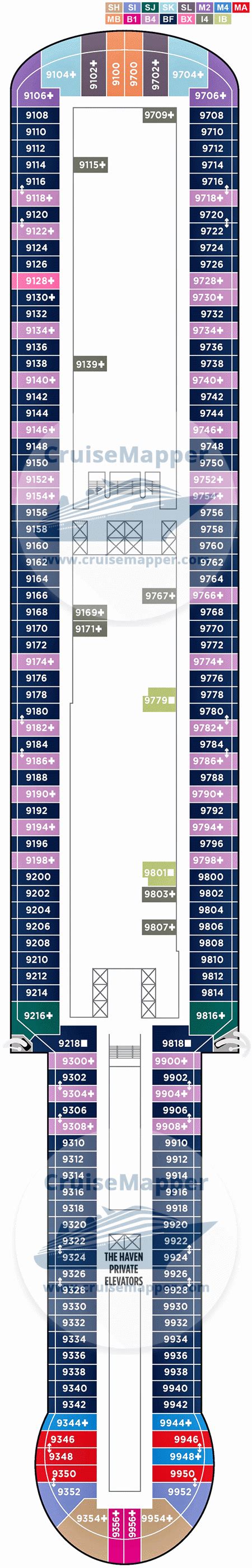 Norwegian Viva deck 9 plan | CruiseMapper