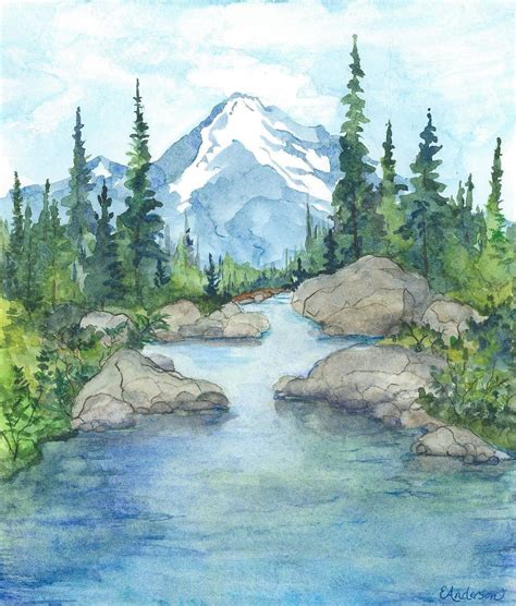 watercolor river in fall - Google Search | Watercolor landscape ...