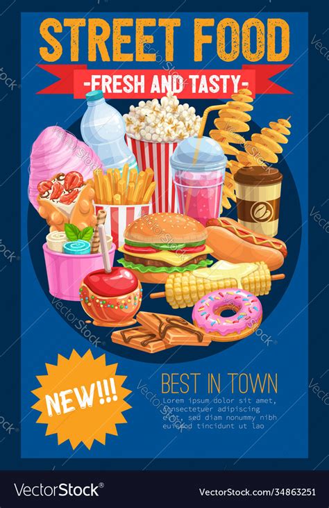 Street food advertising banner realistic Vector Image