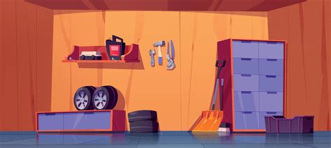 Garage interior design vector cartoon illustration 20236964 Vector Art ...