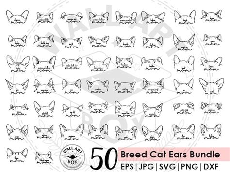 Cat Ears Outline SVG PNG Bundle 50 Cat Mom Breeds Kitten - Etsy Australia