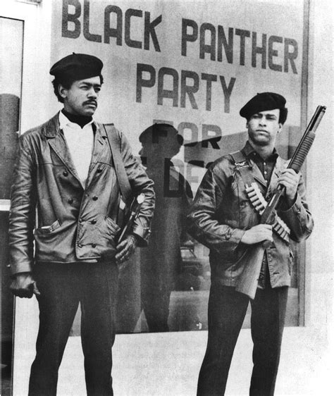 (Bobby Seale (Left) and Newton (Right) standing in front of the Black ...