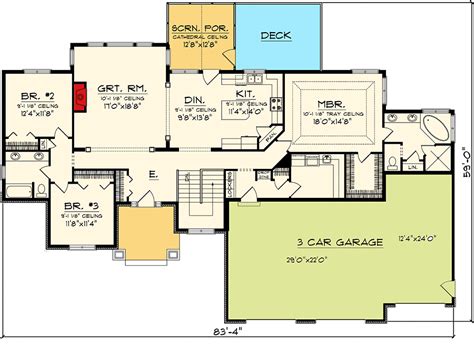 Craftsman Ranch With 3 Car Garage - 89868AH | Architectural Designs ...