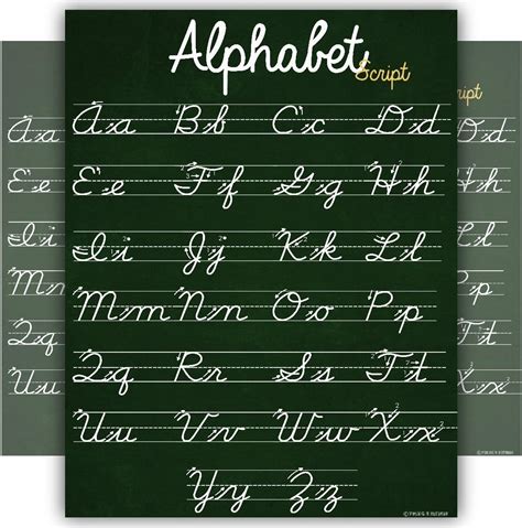 Cursive Script Alphabet Poster - Small Size, Australia | Ubuy