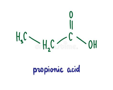 Propionic Acid Hand Drawn Vector Formula Chemical Structure Lettering ...