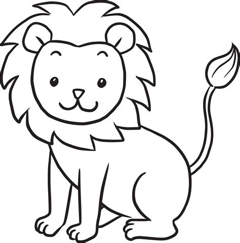 lion animal cartoon doodle kawaii anime coloring page cute illustration ...