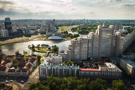 Premium Photo | Panoramic view of the historical center of minsk.old ...