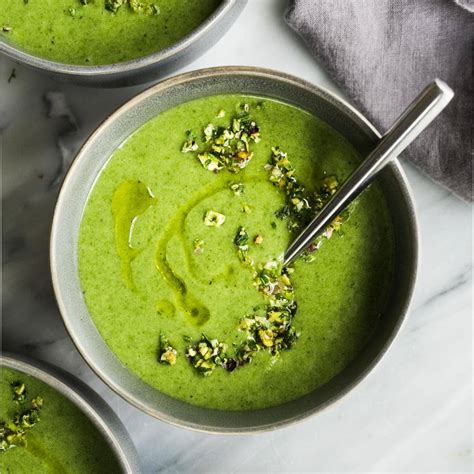 Spinach Potato Soup with Pistachio Gremolata - Our Salty Kitchen