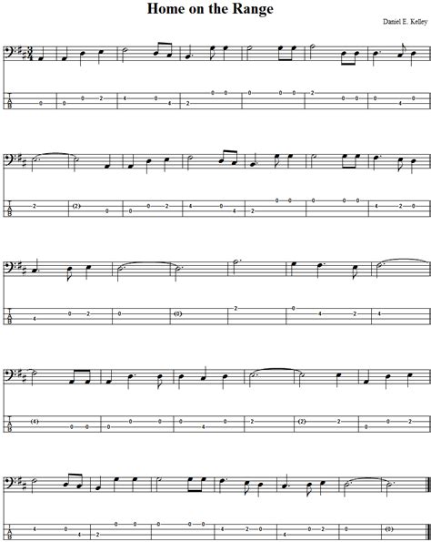 Home on the Range: Bass Guitar Tab and Sheet Music