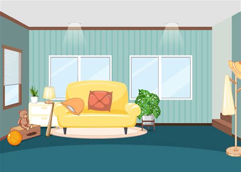 Empty living room with yellow sofa 4720427 Vector Art at Vecteezy