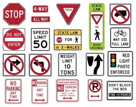 Traffic Signs in the United States - Regulatory Series. Vector ...