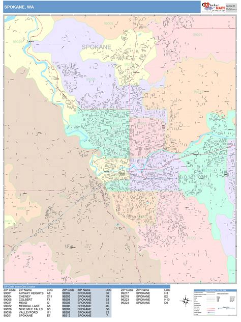 Spokane Washington Wall Map (Color Cast Style) by MarketMAPS - MapSales