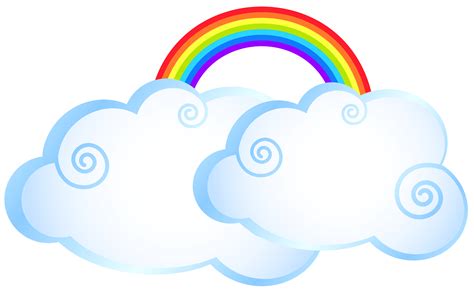 Rainbow Cloud Cartoon - Rainbow with Clouds Transparent PNG Clip Art ...