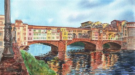 FLORENCE PONTE VECCHIO, Italian city, original watercolour, bridge ...