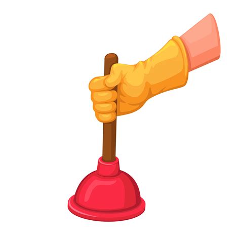 Hand wear glove holding toilet plunger symbol cartoon illustration ...