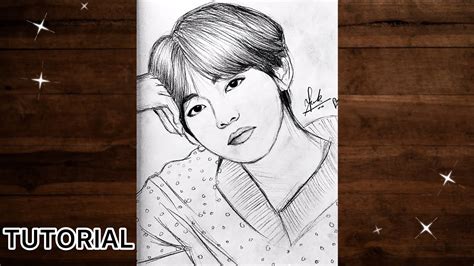 How to draw BTS V (Kim Taehyung)| Step by Step Tutorial | Pencil ...