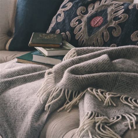 Grey Herringbone Throw