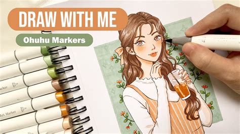 🍑 Draw with me / Relaxing Ohuhu Alcohol Brush Markers Coloring Process ...